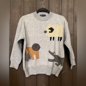 Shampoo Women Sweater Wool Cashmere Blend Soft S/M NWOT Gray Lamb Lion Alligator